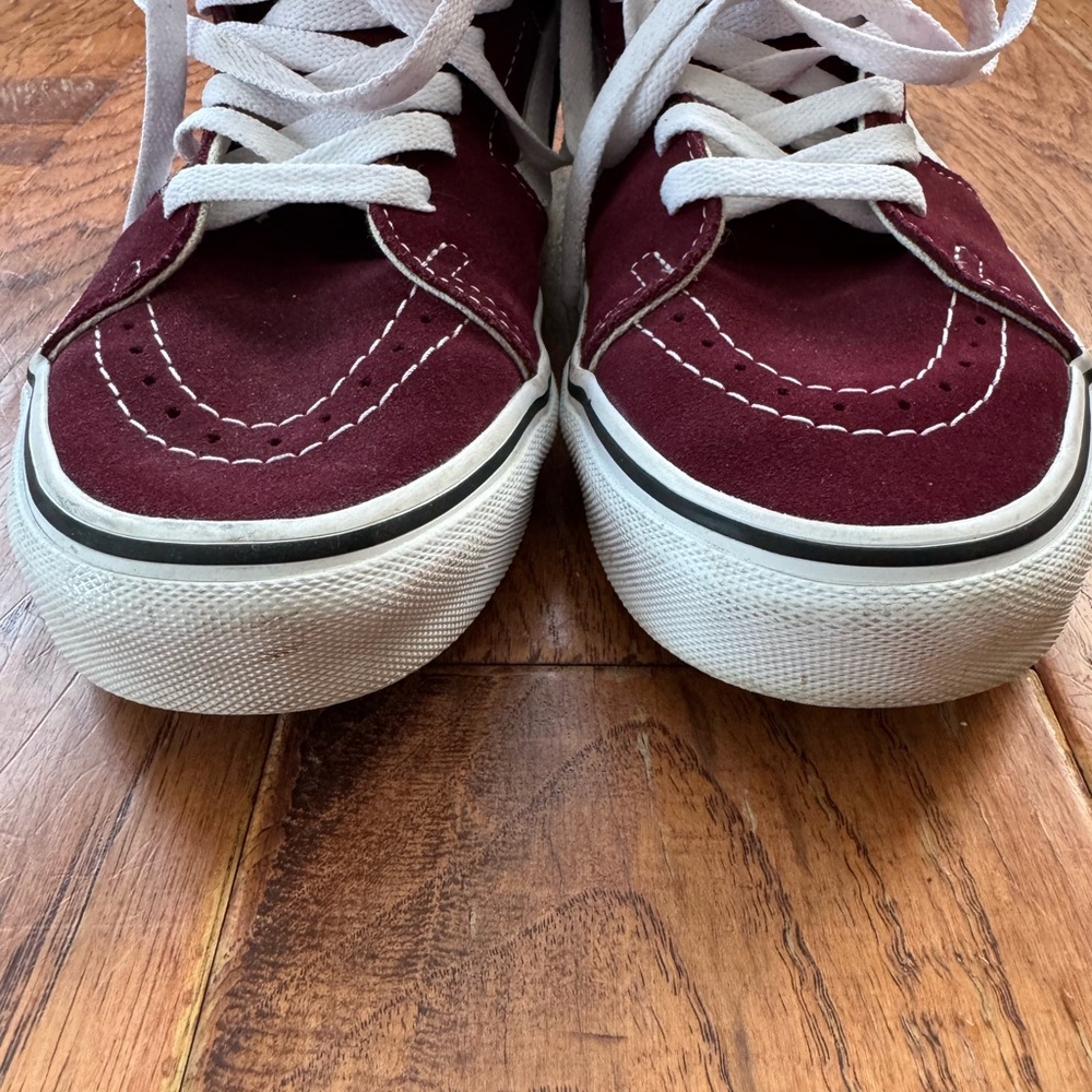 Vans Sk8-Hi Skate shoe high top burgundy & white men’s 6.5 women’s 8 sneakers - Picture 7 of 11